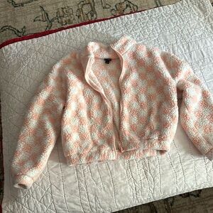 Girls soft jacket, Sherpa like, size 7/8 Art class gently used